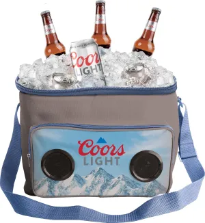Coors Light Cooler Bag with Built-in Bluetooth Stereo Speakers, Multiple Pockets, 24 Can Capacity, Adjustable Shoulder Strap, 12 Hours of Insulated Cooling and Freshness, for Camping, Fishing, Beach