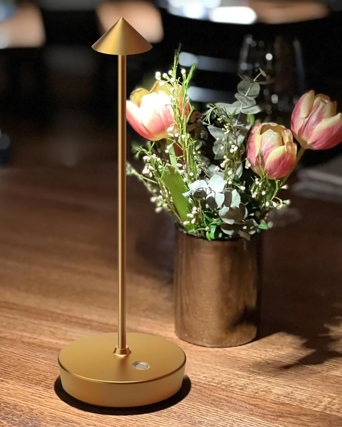 Cordless Table Lamps Rechargeable, 6000mAh Battery Operated LED Desk Lamp Outdoor Waterproof Portable Touch Dimmable Table Night Light for Patio Restaurant Dining Home Set of 2 Bronze