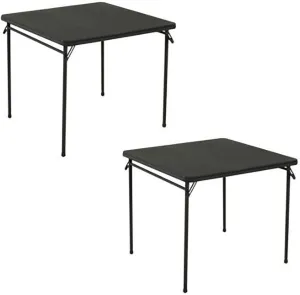 Cosco Square Folding Table 34" Black Steel, Steel Frame, Vinyl