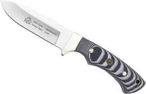 Coyote Layered Black G10 Fixed Blade Hunting Knife with Leather Sheath