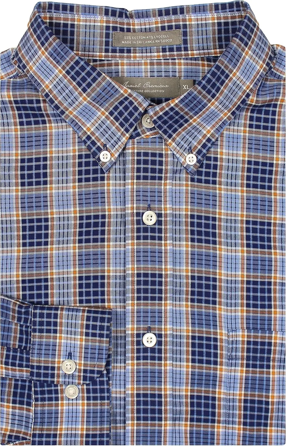 Cremieux Non-Iron Wrinkle-Resistant Easy-Care Men's Long Sleeve Shirt - Super Soft Cotton Lyocell Blend Fabric, Regular Sizes