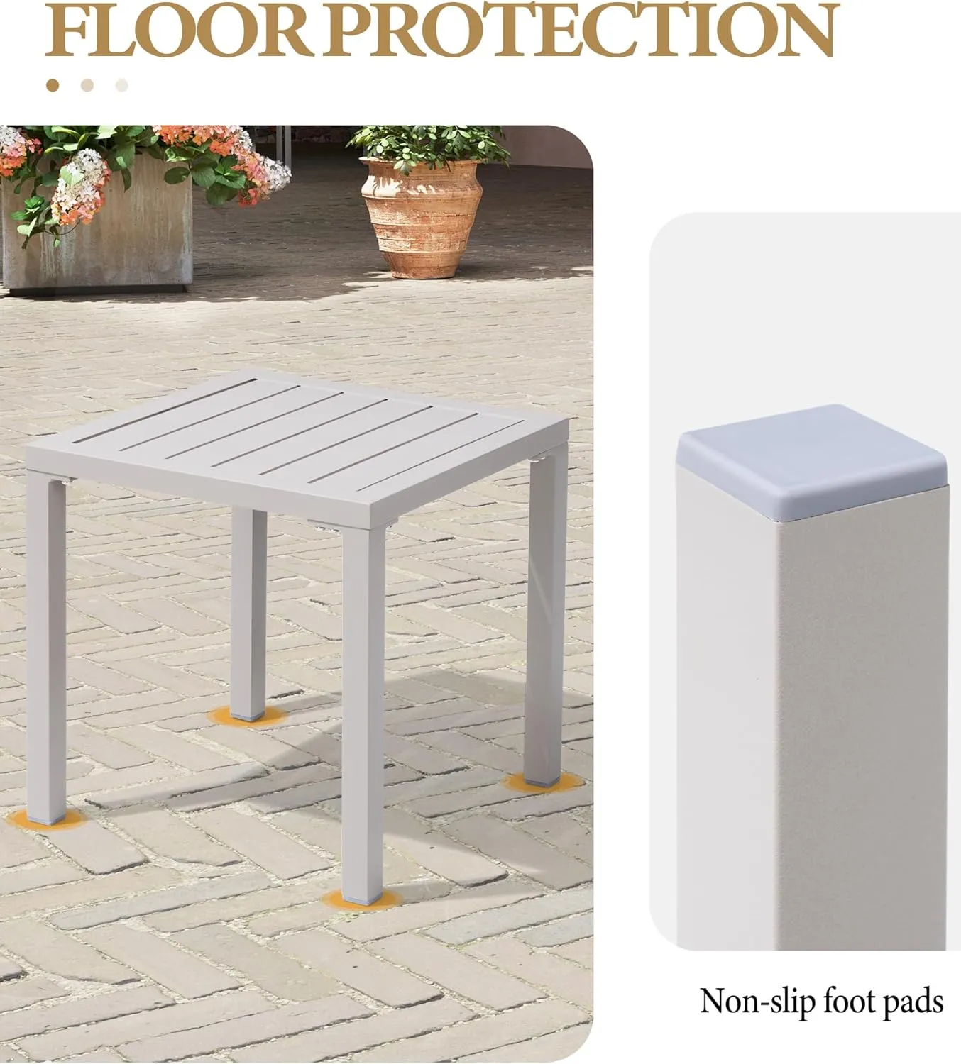 Crestlive Products Aluminum Outdoor Side Table, Pool Lounge Chair Side Table, Weather Resistant Small Square Coffee End Table for Patio, Yard, Garden, Porch, Deck, Indoor, Outdoor