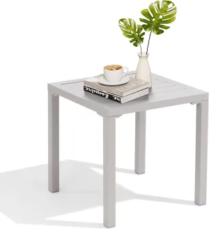Crestlive Products Aluminum Outdoor Side Table, Pool Lounge Chair Side Table, Weather Resistant Small Square Coffee End Table for Patio, Yard, Garden, Porch, Deck, Indoor, Outdoor
