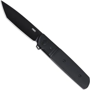 CRKT Bamboozled Black Everyday Carry EDC Assisted Folding Knife with Liner Lock: D2 Steel Plain Edge Blade, G10 Handle with Stainless Steel Bolster, Pocket Clip, 5720K