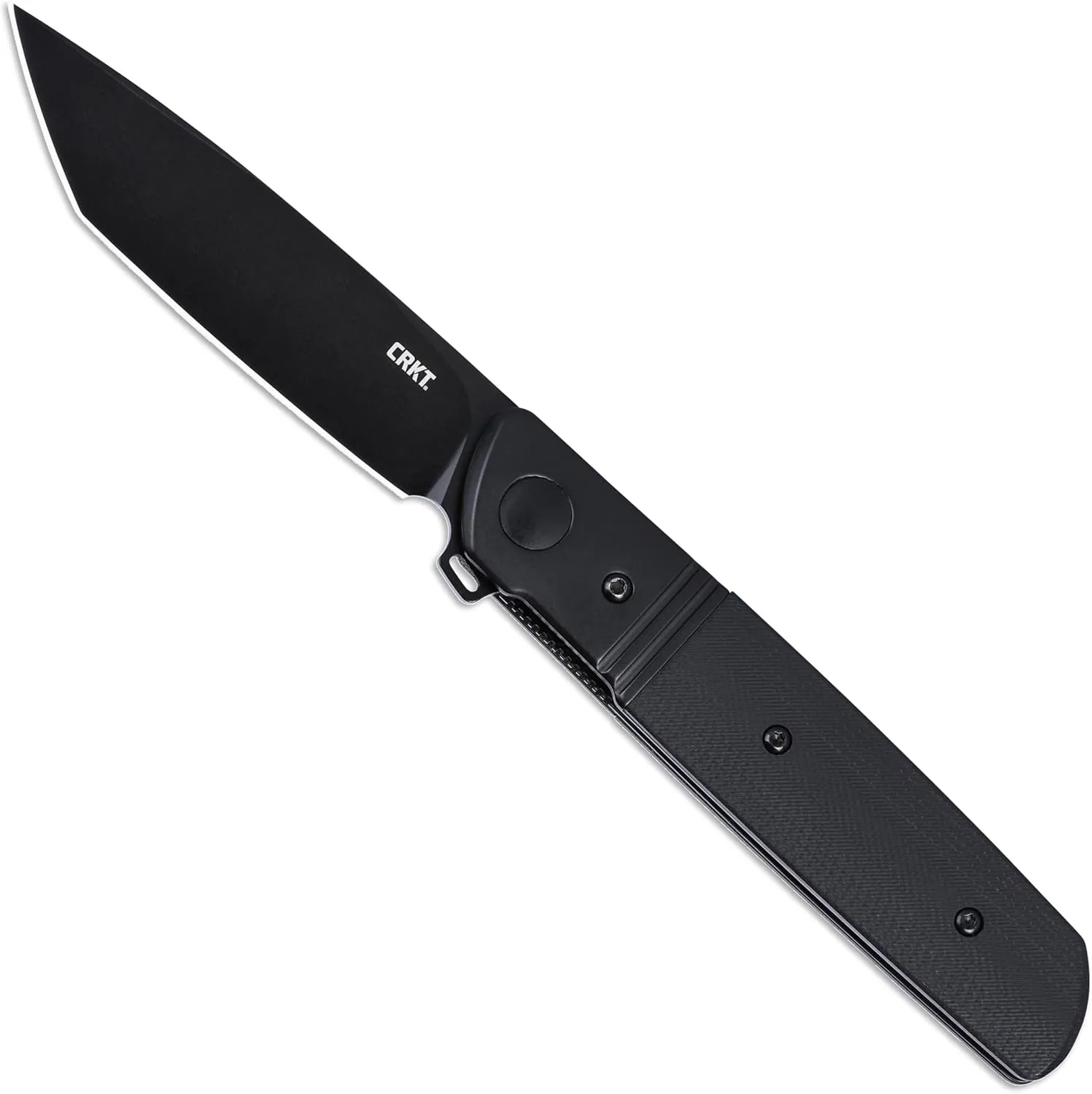 CRKT Bamboozled Black Everyday Carry EDC Assisted Folding Knife with Liner Lock: D2 Steel Plain Edge Blade, G10 Handle with Stainless Steel Bolster, Pocket Clip, 5720K