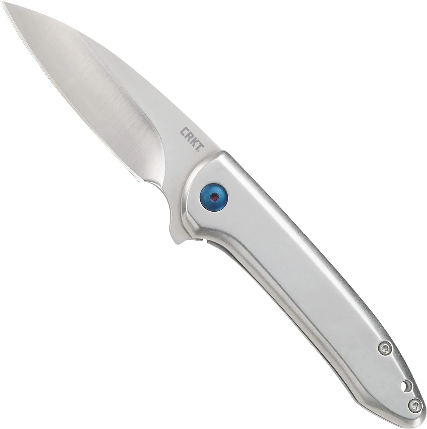CRKT Delineation EDC Folding Pocket Knife: Assisted Opening Everyday Carry, Frame Lock, Stainless Steel Handle with Deep Carry Pocket Clip 5385,Silver