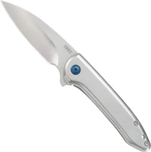 CRKT Delineation EDC Folding Pocket Knife: Assisted Opening Everyday Carry, Frame Lock, Stainless Steel Handle with Deep Carry Pocket Clip 5385,Silver