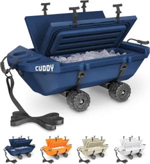 CUDDY Crawler Cooler with Wheels – 40 QT Amphibious Floating Cooler and Dry Storage Vessel - Orange, Navy, Tan, or White