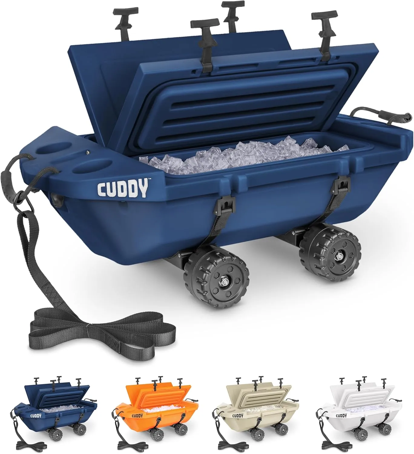 CUDDY Crawler Cooler with Wheels – 40 QT Amphibious Floating Cooler and Dry Storage Vessel - Orange, Navy, Tan, or White
