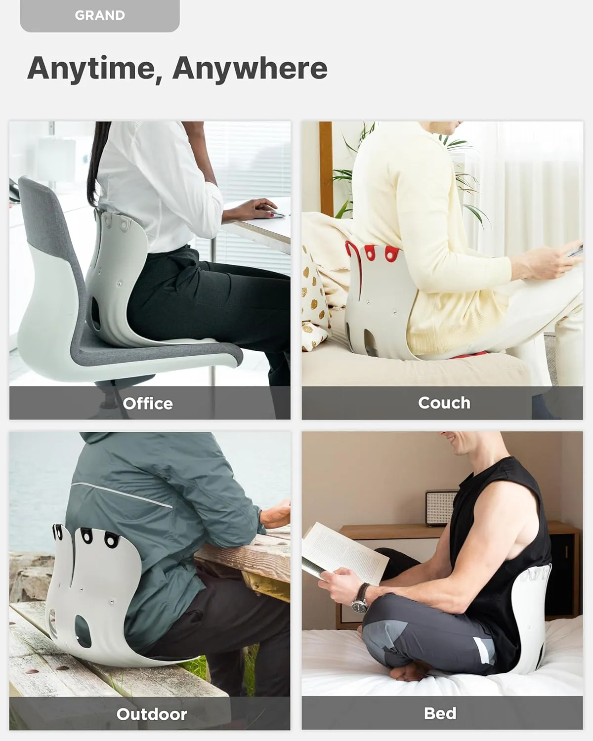 curble Grand 2PACK, Ergonomic Chair Back Support, Lumbar Support for Good Posture Correction and Back Pain Relief, Perfect for Office Chair and Work from Home, Patented(Extra Wide&Sturdy, 2P Red)
