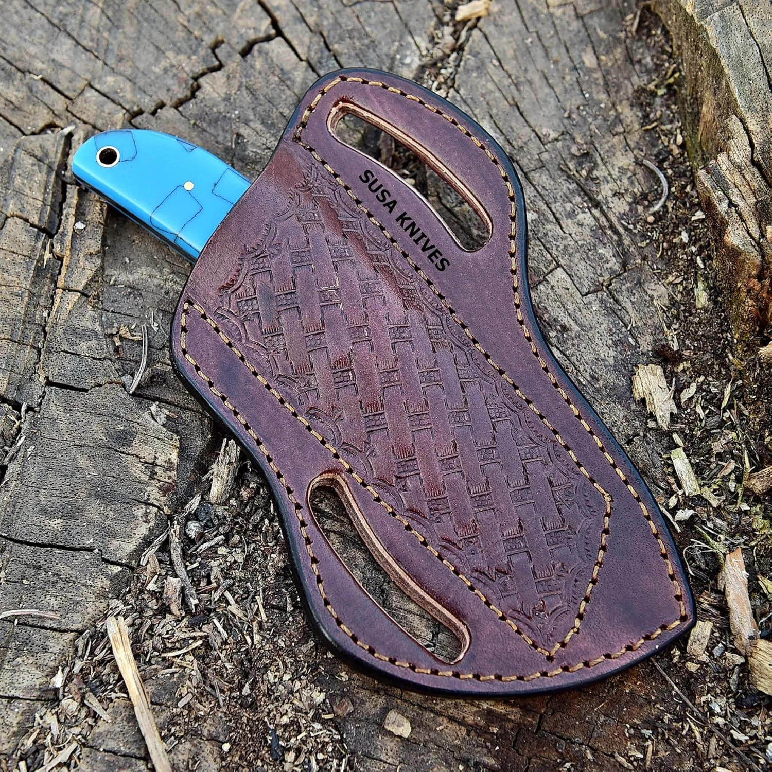 Custom Handmade 1095 steel 7'' Hawkbill fixed blade Damascus steel Knife Electricians Knife/Lineman’s Hawkbill knife, with pancake leather sheath (HAWK 223)