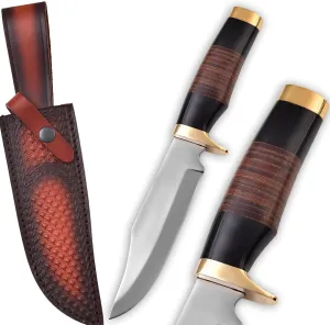 Custom Handmade Stainless Steel Bowie Hunting Knife, Fixed Blade Knife, Hunting Knife, Camping Knife, Bushcraft Knife, Knife with Premium Leather Sheath, KKH-54