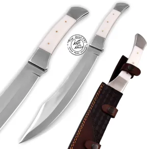 Custom Handmade Stainless Steel Short Sword Bowie Hunting Knife, Fixed Blade Knife, Bowie Hunting Knife, Hunting Knife, Camping Knife, Bushcraft Knife, Knife with Premium Leather Sheath, KKH-37