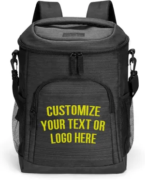 Custom Soft Cooler Bag - Personalize Your Insulated Bag | Backpack for Corporate Events or Gifts - Leak Proof Customizable Portable Cooler Bag Holds 24 Beer Cans - 15x10x7 - Customize 123
