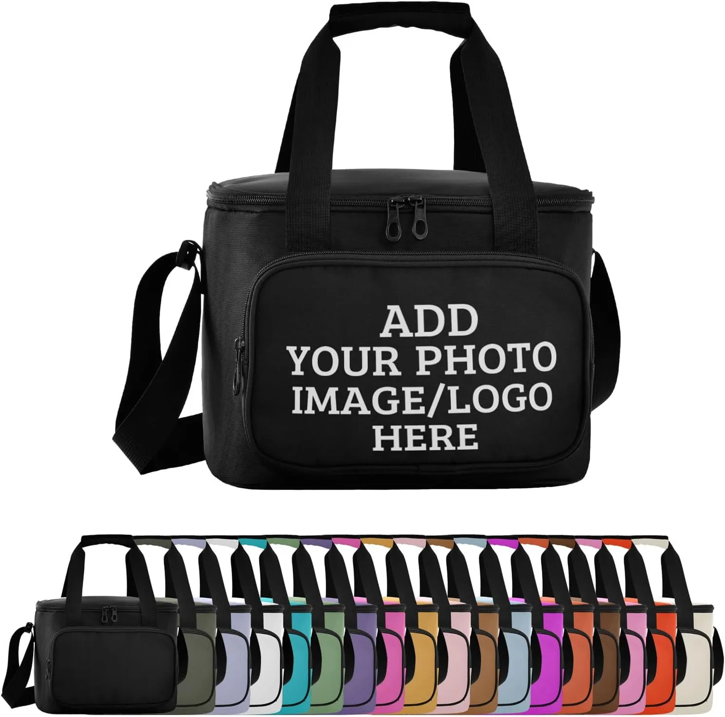 Custom Soft Cooler Bag with Zipper Personalized Portable Insulated Travel Cooler for Beach Camping Work Lunchbox for Women Men