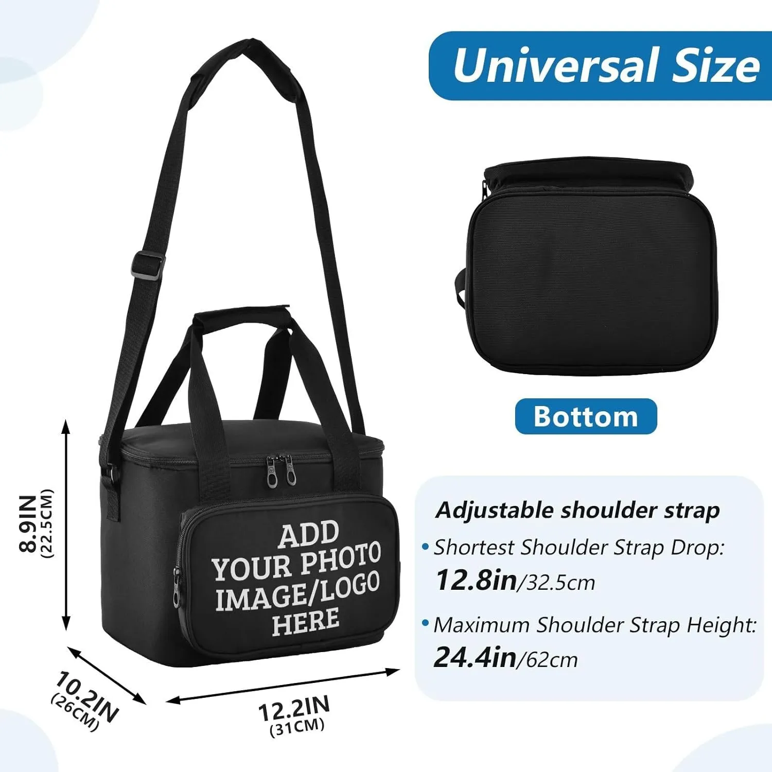 Custom Soft Cooler Bag with Zipper Personalized Portable Insulated Travel Cooler for Beach Camping Work Lunchbox for Women Men