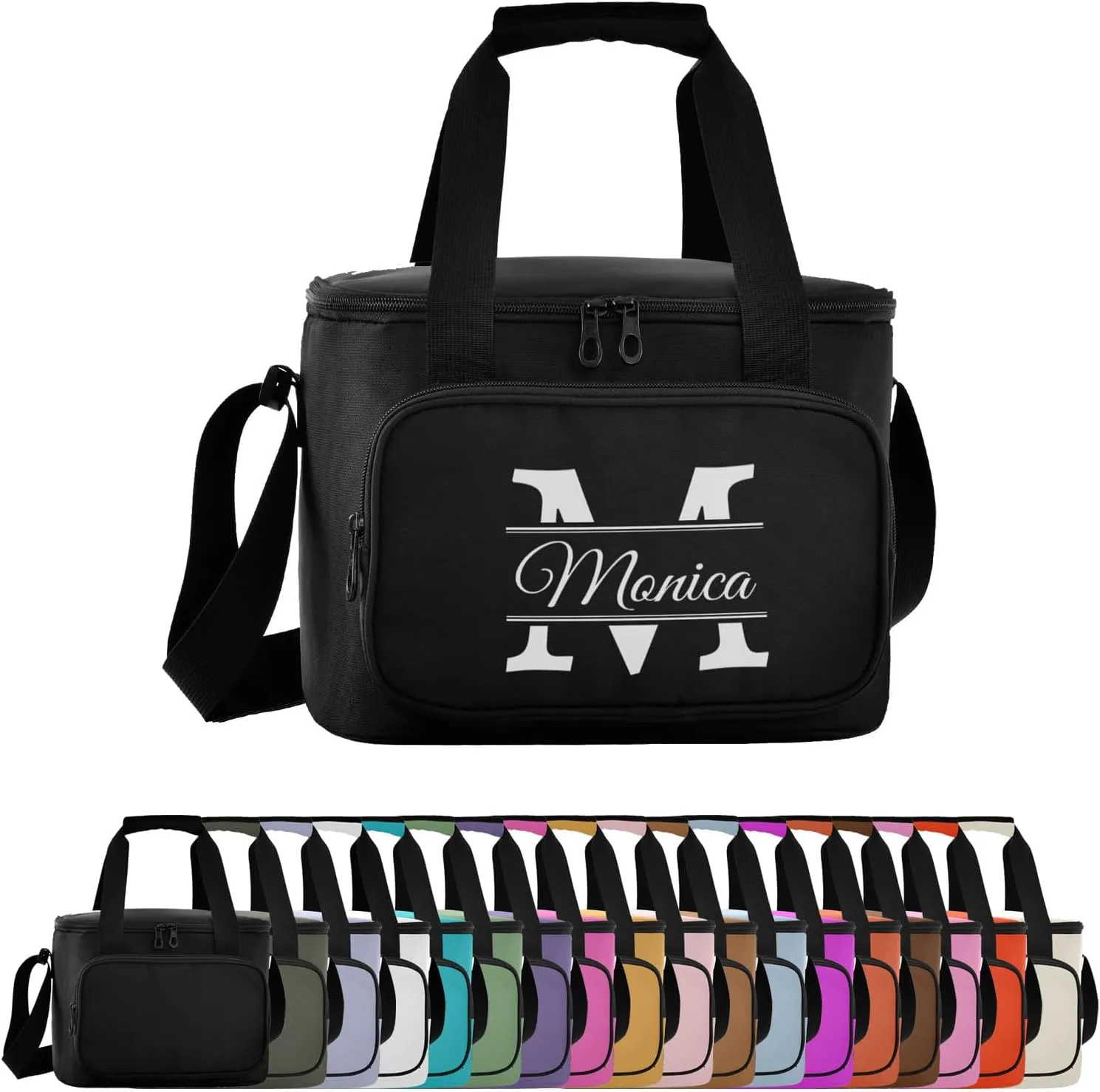 Custom Soft Cooler Bag with Zipper Personalized Portable Insulated Travel Cooler for Beach Camping Work Lunchbox for Women Men
