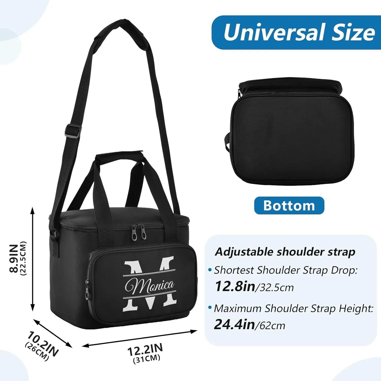 Custom Soft Cooler Bag with Zipper Personalized Portable Insulated Travel Cooler for Beach Camping Work Lunchbox for Women Men