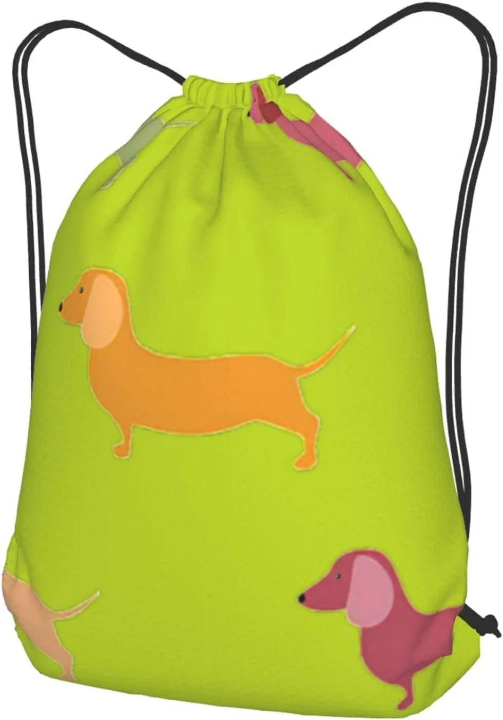 Cute Dachshound Dogs Drawstring Cinch Backpack Polyester Sack Pack String Bag For Hiking Camping Adventure