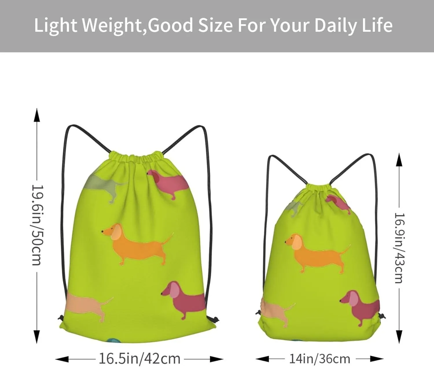 Cute Dachshound Dogs Drawstring Cinch Backpack Polyester Sack Pack String Bag For Hiking Camping Adventure