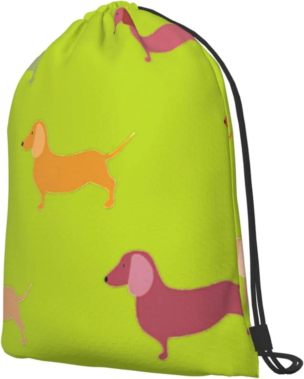 Cute Dachshound Dogs Drawstring Cinch Backpack Polyester Sack Pack String Bag For Hiking Camping Adventure