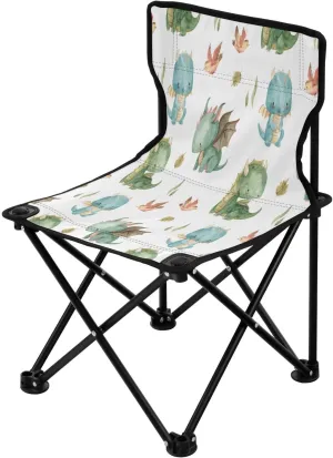 Cute Dragon Portable Outdoor Folding Chair Anti-Slip Padded Oxford Cloth Stool Camping Chair Small for Beach Hiking Fishing Gardening Quad Camp Chair
