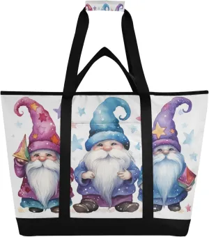 Cute Gnome Reusable Insulated Cooler Bag with Ice Pack Compartment - Large 47L Waterproof Thermal Grocery Tote for Picnic Beach Camping Lunch Storage