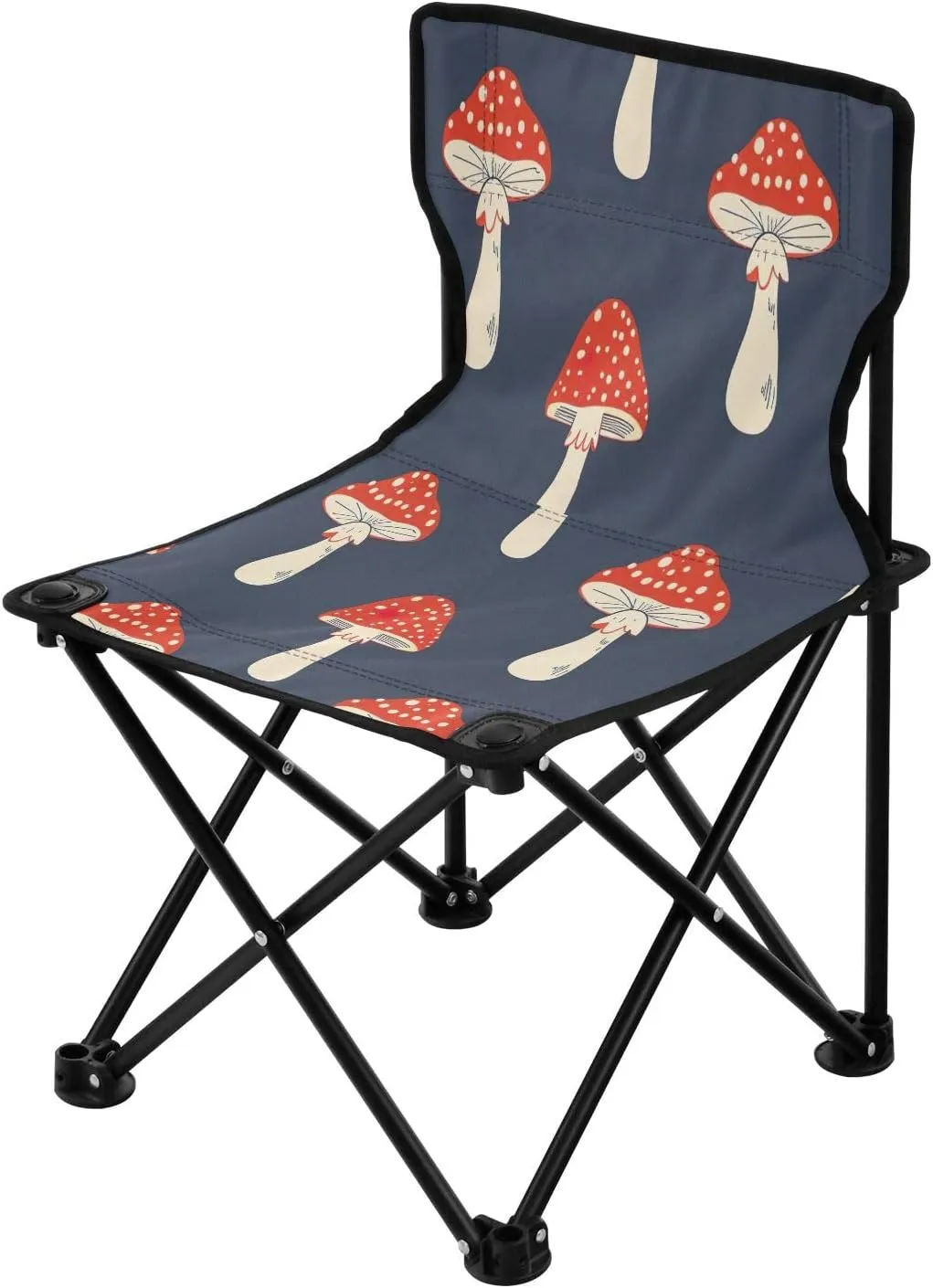 Cute Mushroom Portable Outdoor Folding Chair Anti-Slip Padded Oxford Cloth Stool Camping Chair Small for Beach Hiking Fishing Gardening Quad Camp Chair