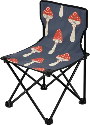 Cute Mushroom Portable Outdoor Folding Chair Anti-Slip Padded Oxford Cloth Stool Camping Chair Small for Beach Hiking Fishing Gardening Quad Camp Chair