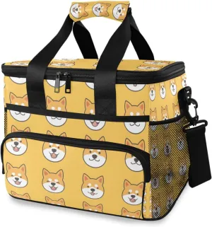 Cute Shiba Corgi Yellow Cooler Bag Insulated Cooler Soft Sided Cooler 24 Can Portable Picnic Bag Large Leakproof Lunch Bag Box for Beach Grocery Camping Travel Car Men Women