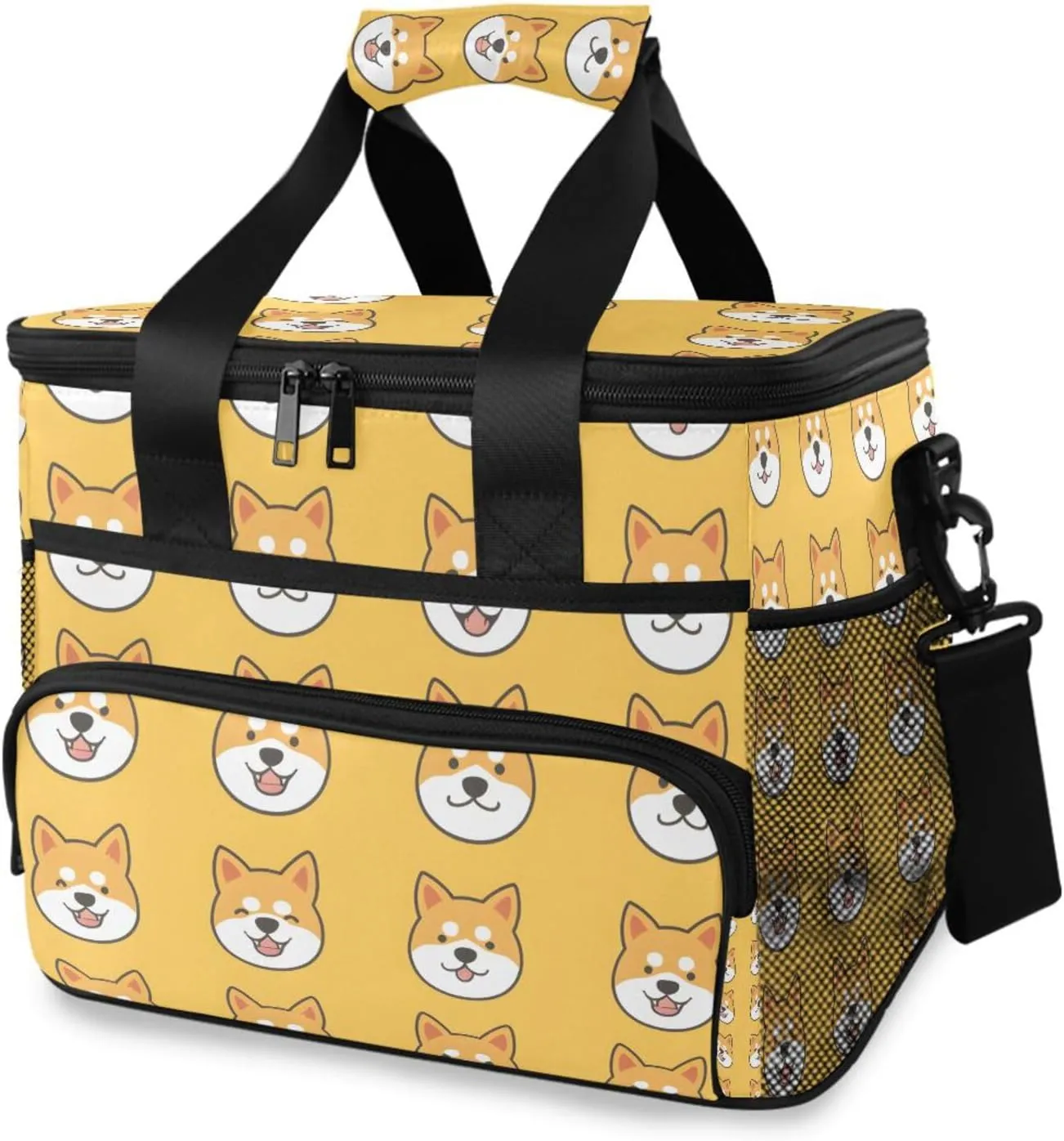 Cute Shiba Corgi Yellow Cooler Bag Insulated Cooler Soft Sided Cooler 24 Can Portable Picnic Bag Large Leakproof Lunch Bag Box for Beach Grocery Camping Travel Car Men Women