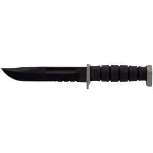 D2 Fighting-Utility Knife, Serrated - Black Hard Sheath