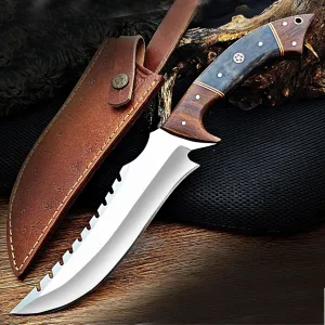 D2 Steel Bowie knife 13.00 Inches Fixed Blade Hunting Knife for outdoor, bushcraft,camping,survival knife with sheath Rose Wood and Bone Handle