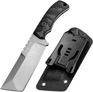 D2 Steel Cleaver Blade Full Tang Hunting Knife, 7.7" Fixed Blade Survival Knives with Kydex Sheath and G10 Handle, Outdoor Survival Camping Hiking Knives, Gifts for Men