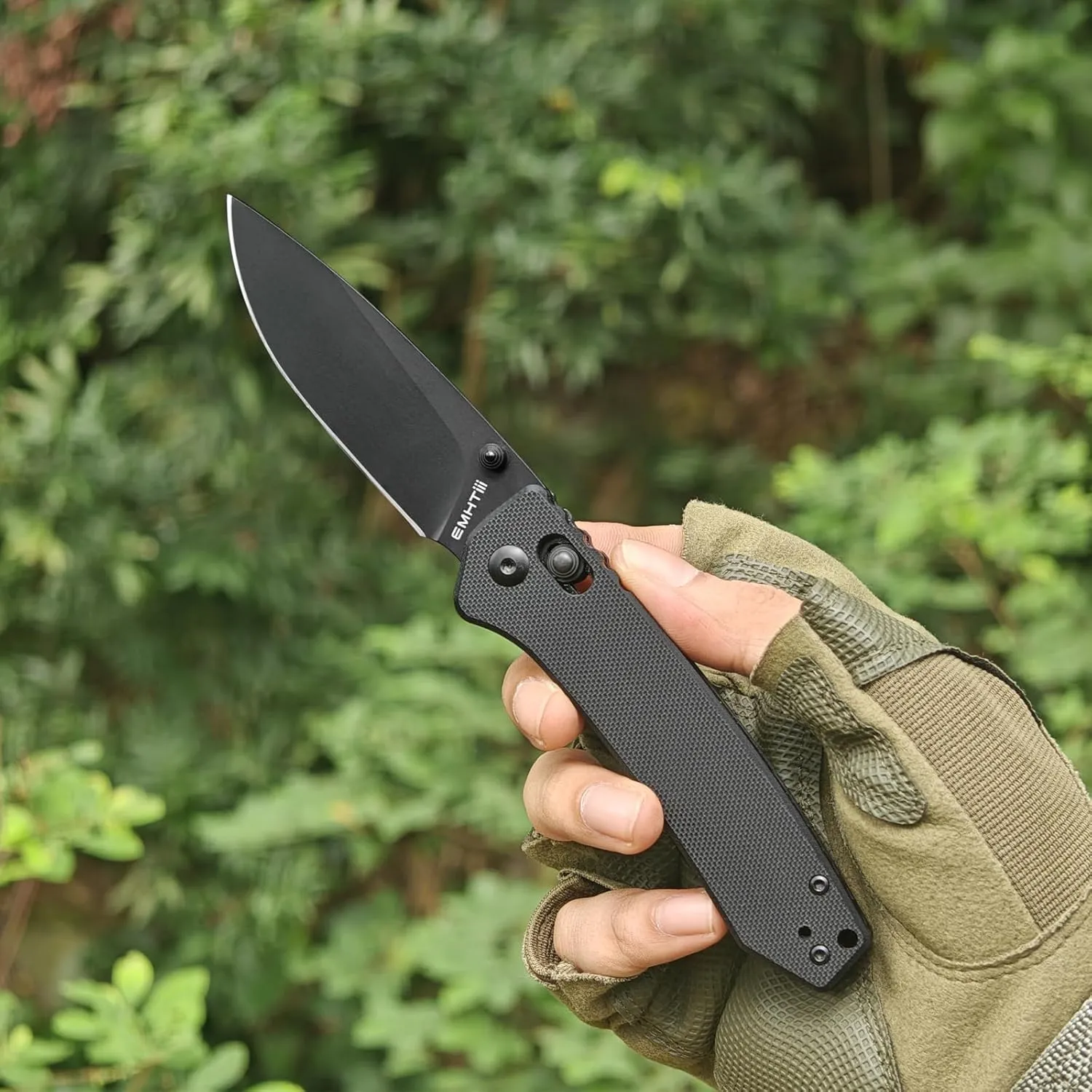D2 Steel Folding Pocket Knife with Reversible Clip: 3.14" Black Drop Point Blade, Crossbar Axis Lock, G10 Handle Scales, Small EDC Knives Camping for Man Women