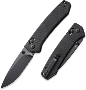 D2 Steel Folding Pocket Knife with Reversible Clip: 3.14" Black Drop Point Blade, Crossbar Axis Lock, G10 Handle Scales, Small EDC Knives Camping for Man Women