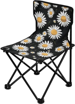 Daisy Black Portable Outdoor Folding Chair Anti-Slip Padded Oxford Cloth Stool Camping Chair Small for Beach Hiking Fishing Gardening Quad Camp Chair