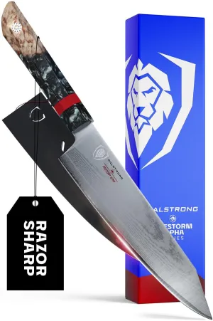 Dalstrong Chef Knife - 8 inch - Firestorm Alpha Series - Premium 10Cr15CoMoV High-Carbon Steel - Traditional Japanese Wa Stabilized Wood & Resin Handle - Kitchen Knife - Chef's Knife