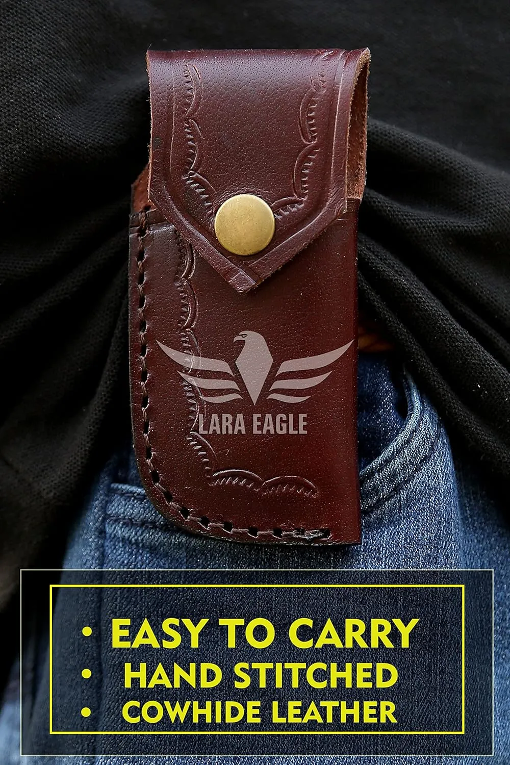 Damascus Pocket Knife for Men - 133 Layer Solid Steel Handmade Folding Hunting Knives with Sharpner and Leather Pouch - Best Knife for Camping Hunting Hiking - Father’s Day Gifts for Men Husband Dad