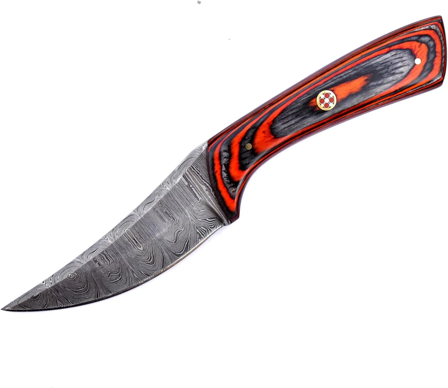 Damascus Steel Hunting Knife Handmade Bushcraft Fixed Blade Skinning Knife with Sheath Camping Knife EDC