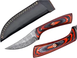 Damascus Steel Hunting Knife Handmade Bushcraft Fixed Blade Skinning Knife with Sheath Camping Knife EDC