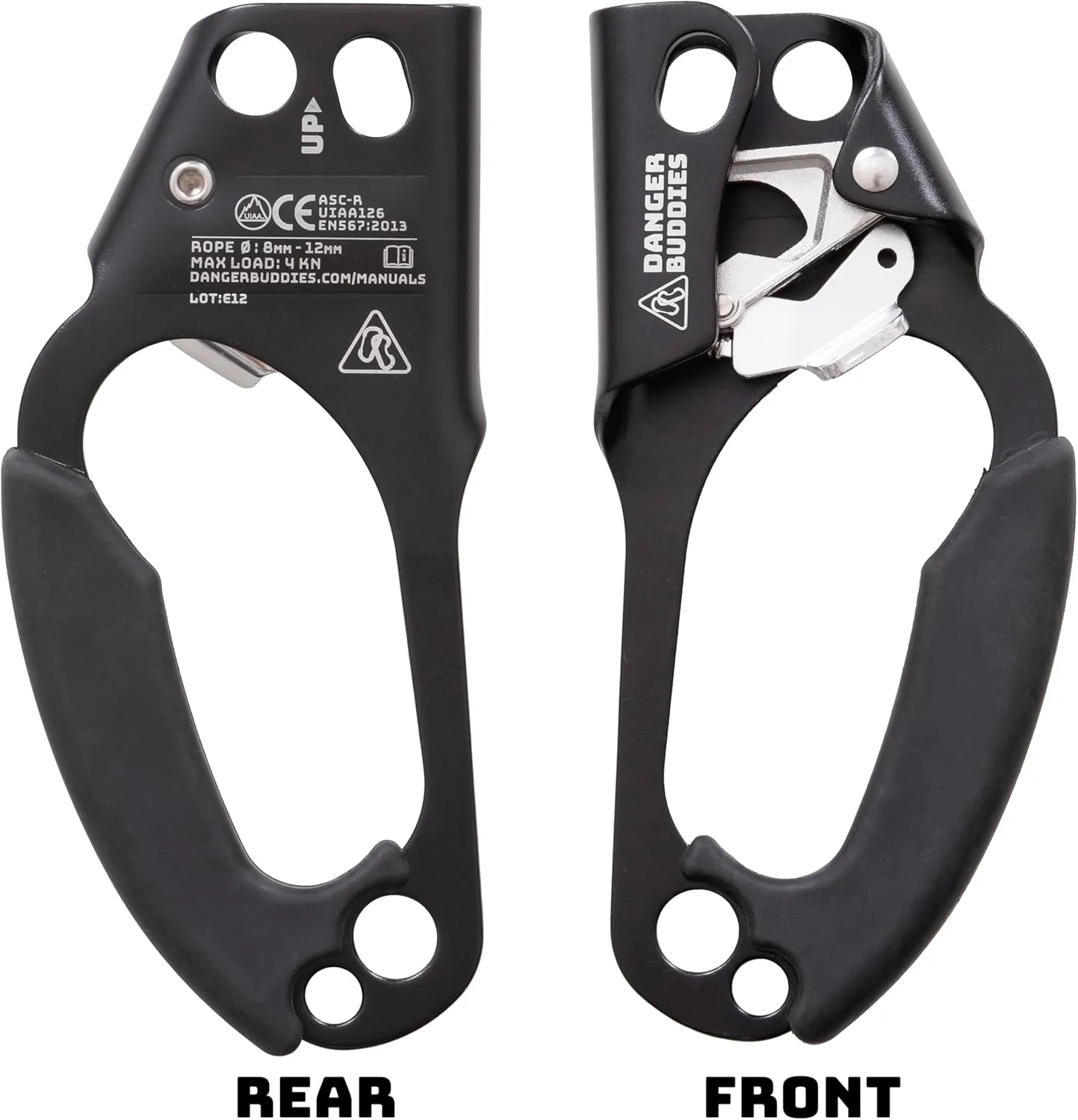 Danger Buddies Rope Ascender Fall Protection Arrester for Rock and Tree Climbing - UIAA Certified for Hunting, Climbing, Rescue, Arborist, Caving, Mountaineering, Self-Belay, Right Handed