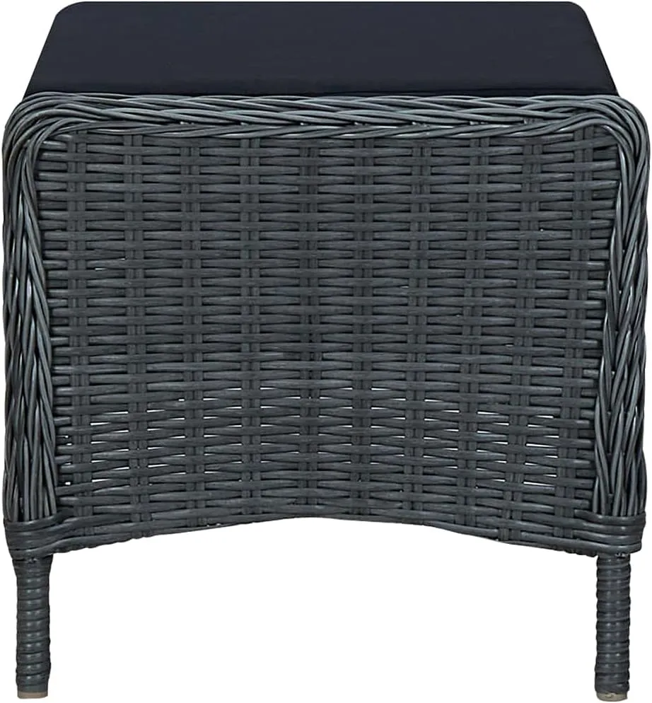 Dark Gray Reclining Patio Chair with Footstool Adjustable Outdoor Lounge Furniture PE Rattan Steel Frame Comfy Cushions for Backyard Sunbathing Relaxation
