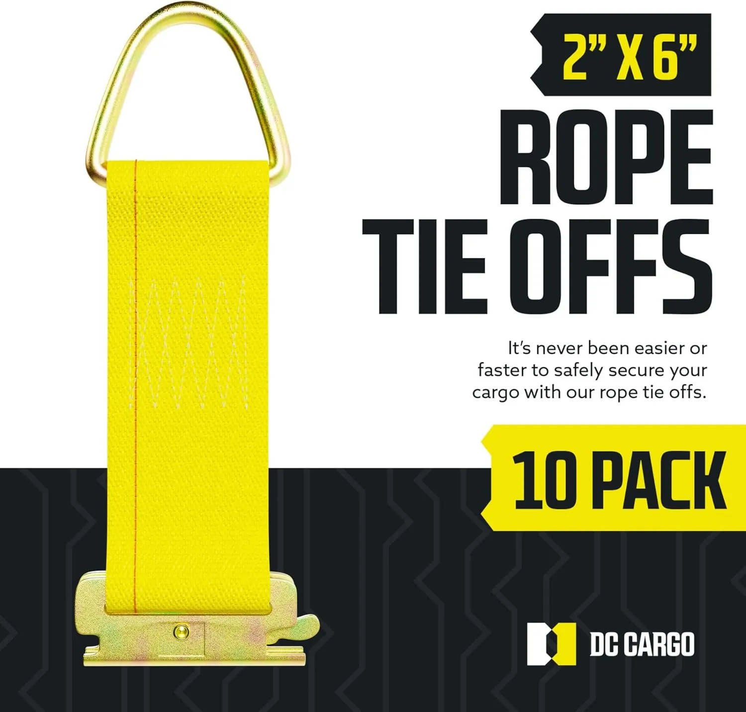 DC Cargo Mall E-Track Rope Tie-Offs, 2" x 6" Tie Down Straps - 10 Pack, with D Ring (3000Lbs Break Strength), E Tack Accessories for for Load Securement in Pickups, Trailers, Trucks, Boats, Vans, Cars