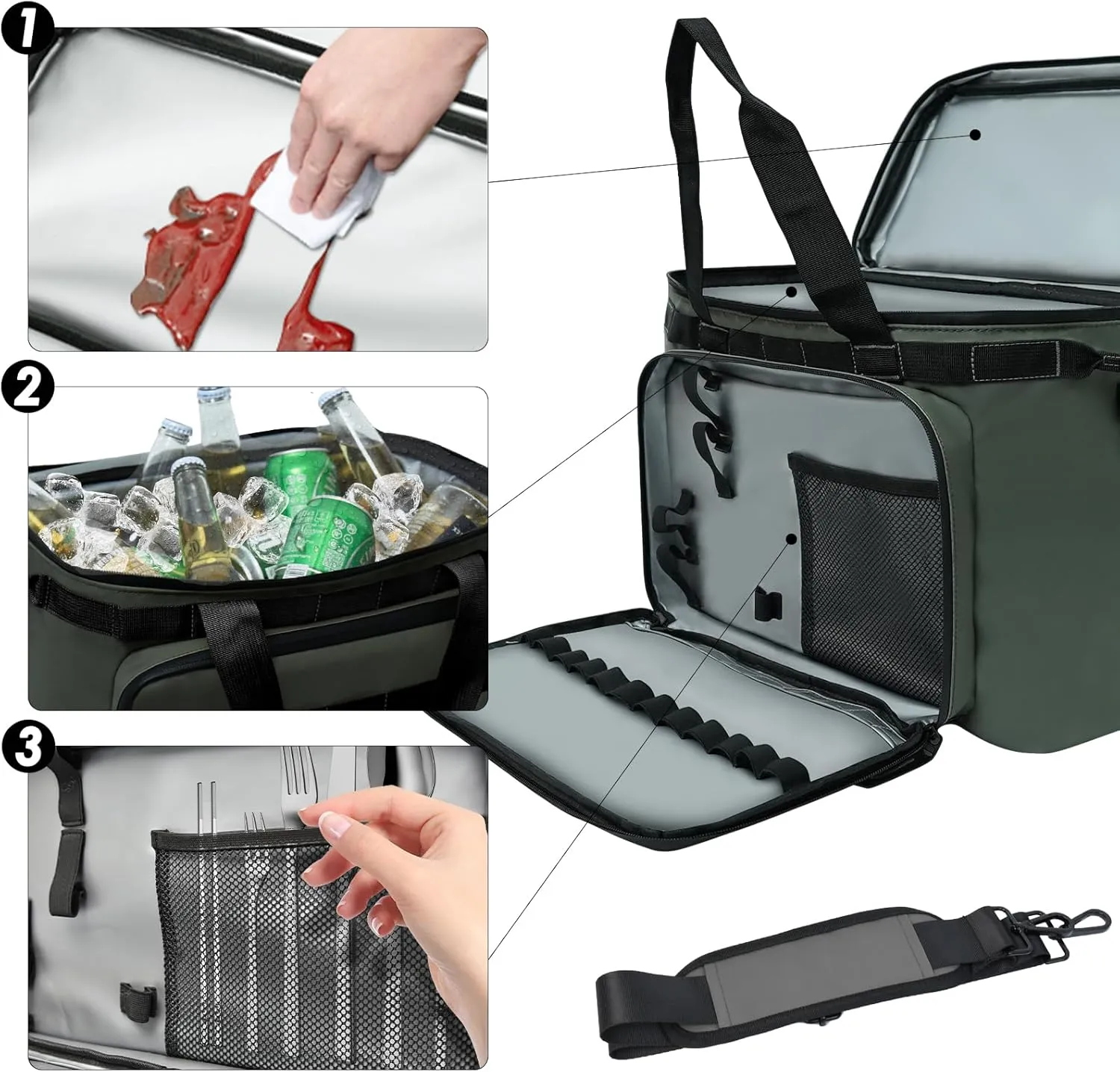 Deep Freeze Cooler Soft Sided Cooler Bag, 34 Can Collapsible Insulated Ice Chest, Large Leakproof Camping & Travel Cooler for Kayaking & Beach