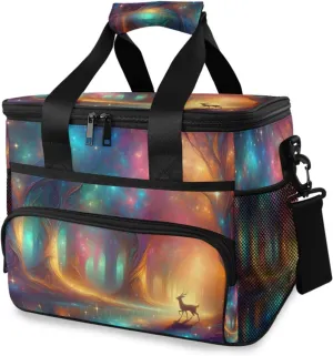 Deer Galaxy Forest Cooler Bag Insulated Cooler Soft Sided Cooler 24 Can Portable Picnic Bag Large Leakproof Lunch Bag Box for Beach Grocery Camping Travel Car Men Women