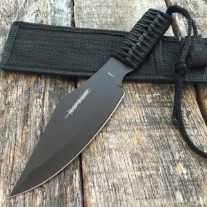 Defender NEW 12" Hunting Knife Black Cord Wrapped Rambo Knife with Sheath 1739