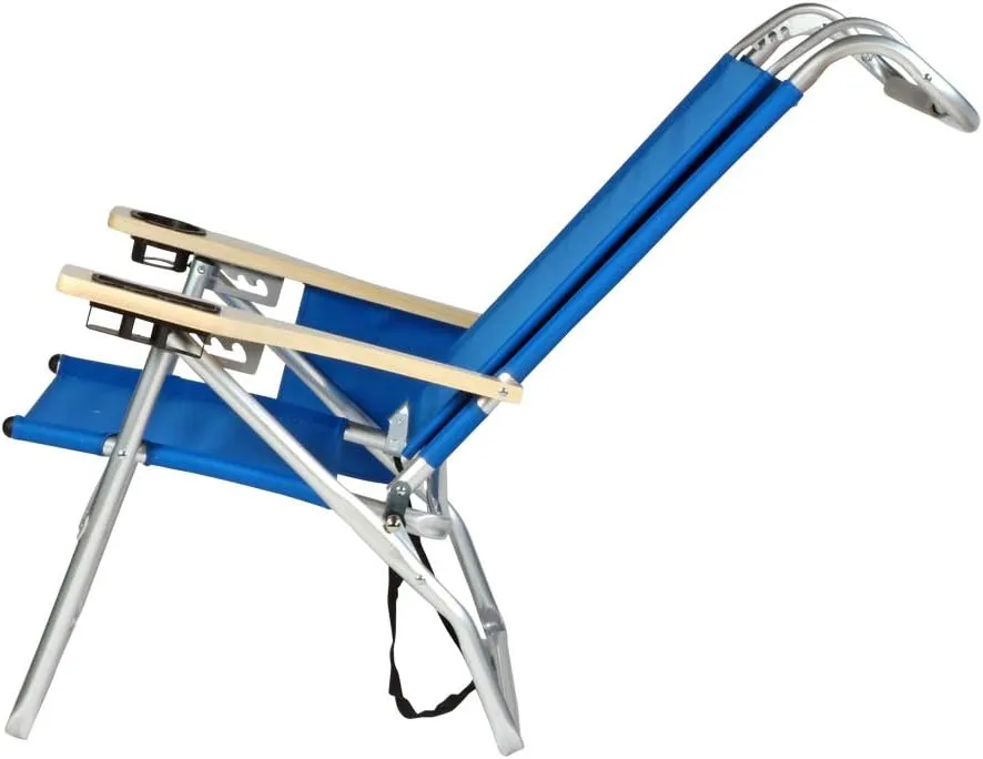 Deluxe 4 Reclining Positions Lightweight High Aluminum Beach Chair with Canopy Shade for Adults, Drink Holder, Storage Pouch