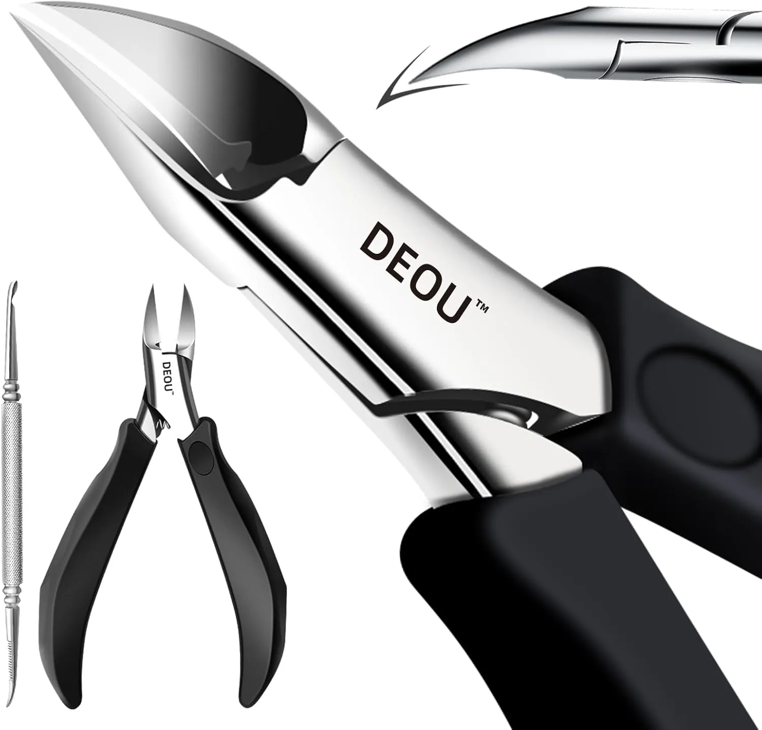 DEOU Toenail Clippers Blade for Ingrown and Thick Nails Stainless Steel Pedicure Tools at Home ingrown toenail Treatment Professional Podiatrist Nail Clippers with (Eagle Beak Pliers Nail Remover)