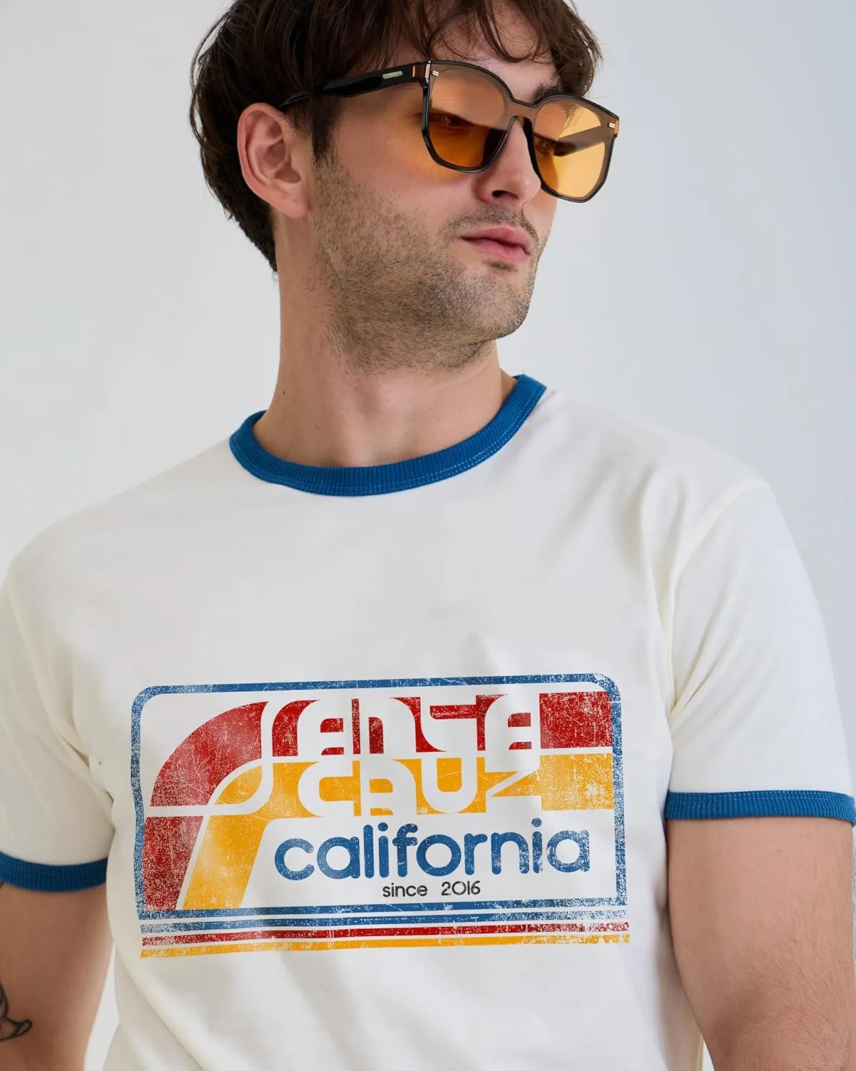 Design™ Ringer Retro Vintage Look Cotton T Shirt for Men and Women - Unique Design Urban Streetwear Fashion Tee Unisex